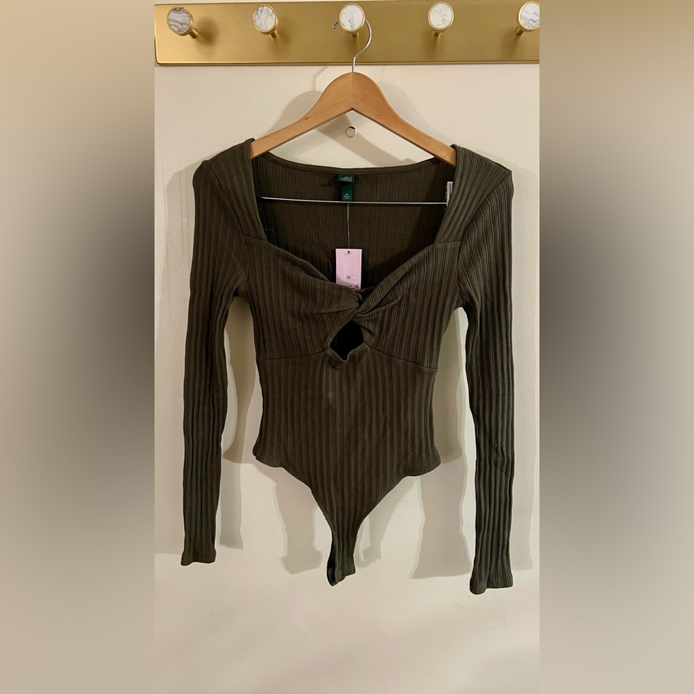 NEW FABLE- NWT Olive Ribbed Long Sleeve Bodysuit